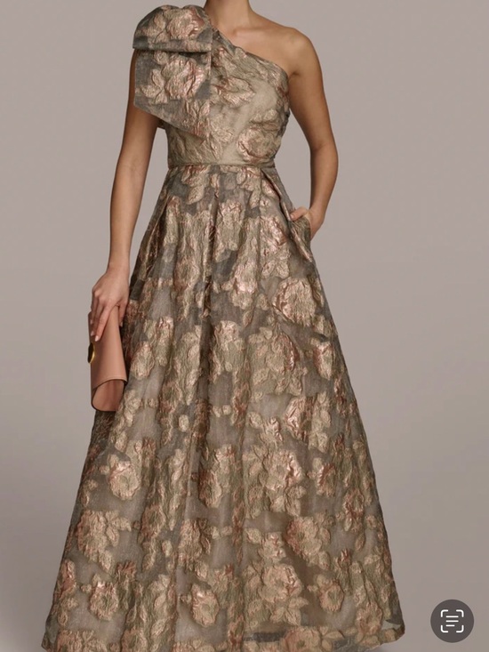 Donna Karan Dresses & Skirts - Floral Jacquard One-Shoulder Ball Gown Mother of Bride Groom Dress Gala